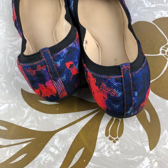 BCBGeneration Red Blue Black Abstract Moneli Ballet Flat Slip On Round Toe Shoes - Picture 6 of 11